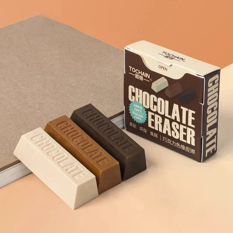 3-Pack Chocolate Design Novelty Erasers | Fun School Stationery