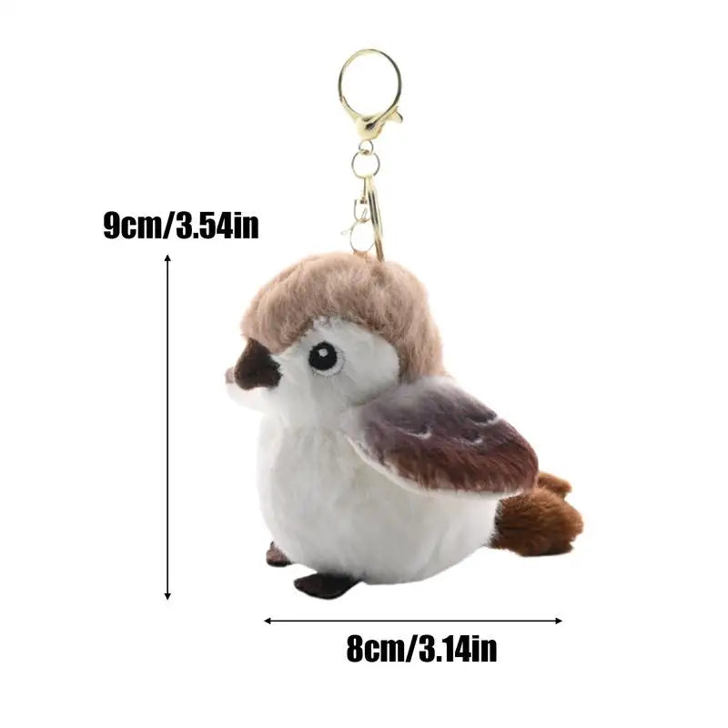 Bird Plush Keychain Decorative Realistic Sparrow Pendant Cute Bag Charm Portable Wallet Accessories for School Bag Tote Peaceful Pleasures Health and Wellness