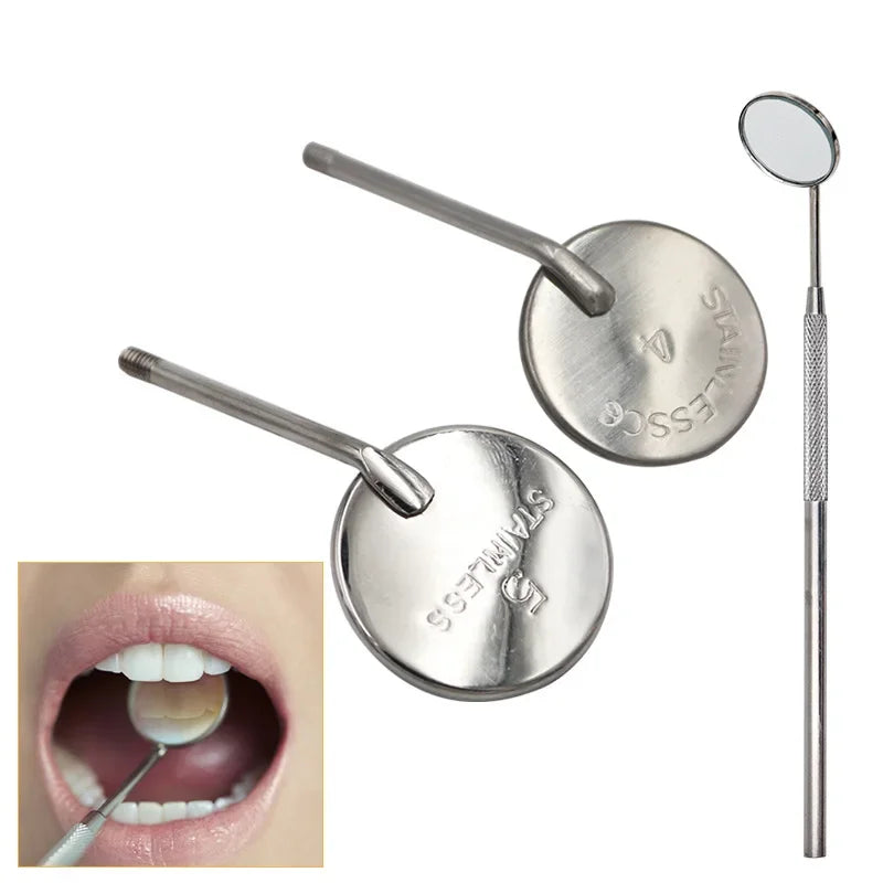 12Pcs/box Dental Mouth Mirror Head Stainless Steel Cone Socket Intraoral Oral Mirror for Inside Mouth Accessory #4#5 Peaceful Pleasures Health and Wellness
