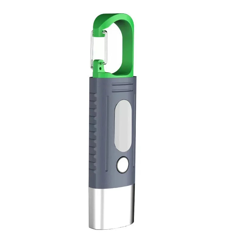 New Strong Light Outdoor Flashlight Led Side Light Charging Compact Will Carry Hook Self-defense Multi-functional Flashlight Peaceful Pleasures Health and Wellness Gray