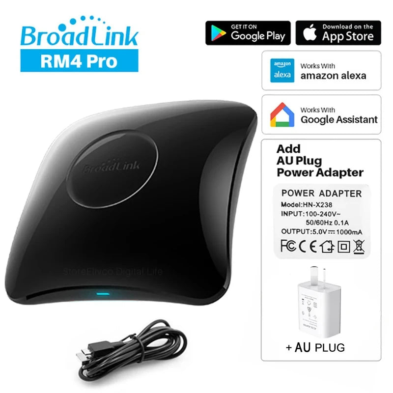 2026 BroadLink RM4 Pro Universal Remote Control RF Controller IR Switch Smart Home Works Alexa Google Assistant Peaceful Pleasures Health and Wellness Add AU Plug