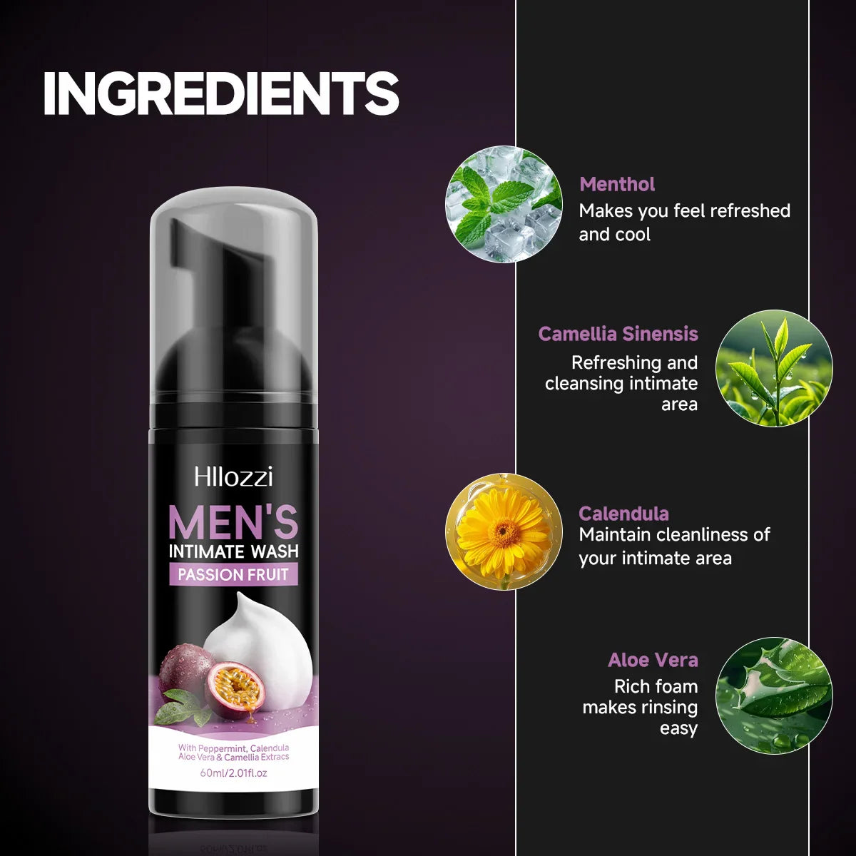 Men's Passion Fruit Intimate Wash Foam – Deodorizing Cleanser