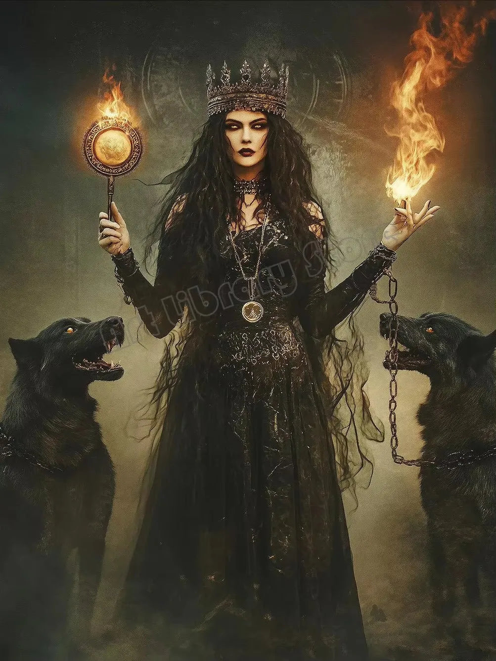 Dark Goddess Gaia/Hecate Greek Mythology Norse Witch Magic Gothic Fantasy Poster Canvas Painting Wall Art Pictures Home Decor Peaceful Pleasures Health and Wellness ZLH5396 20x30cm No Frame