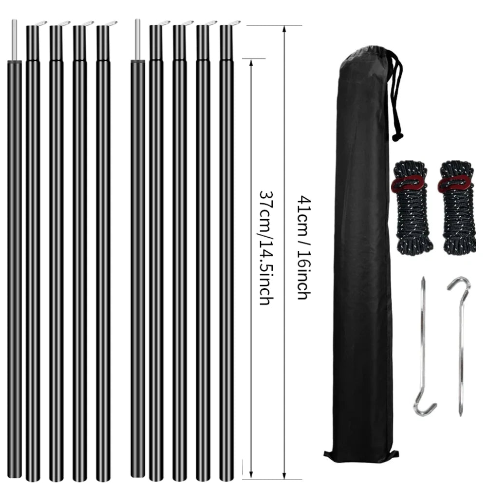 Adjustable Telescopic Tent Poles Set of 2 | Camping Tarp Awning