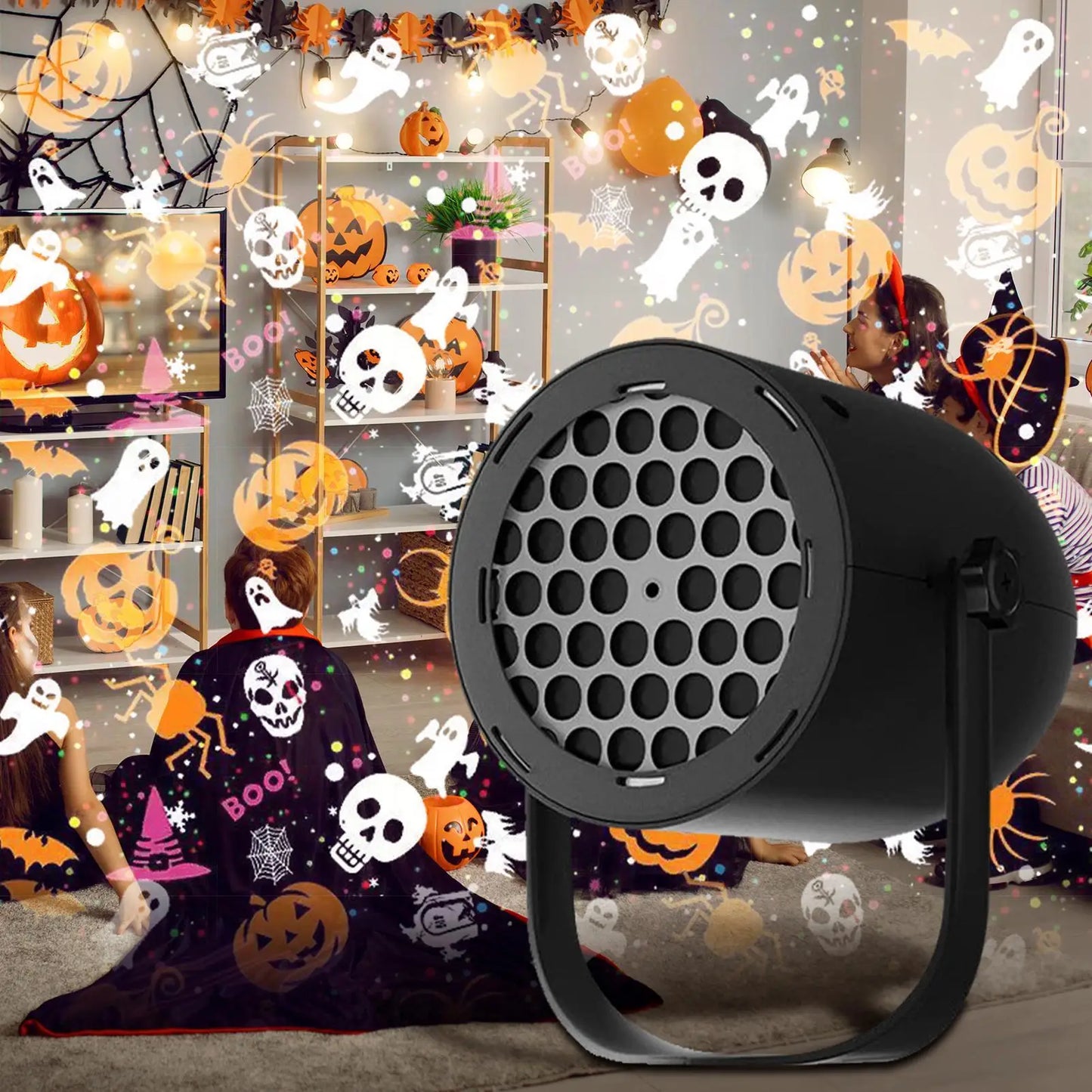 16 image Halloween Projector Lamp 5W USB HD Ghost Animation Projector Lamp Outdoor Waterproof Courtyard Party Decoration Peaceful Pleasures Health and Wellness