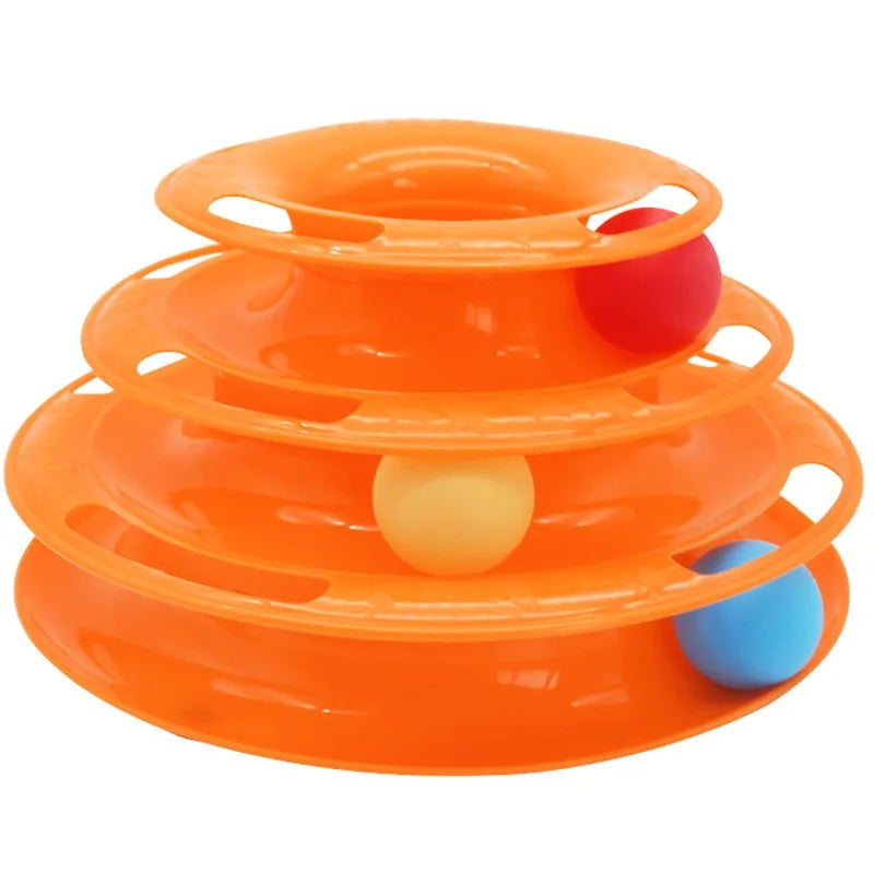 3-Layer Cat Turntable Tower | Interactive Ball Track Toy Interactive Cat Toy Peaceful Pleasures Health and Wellness orange