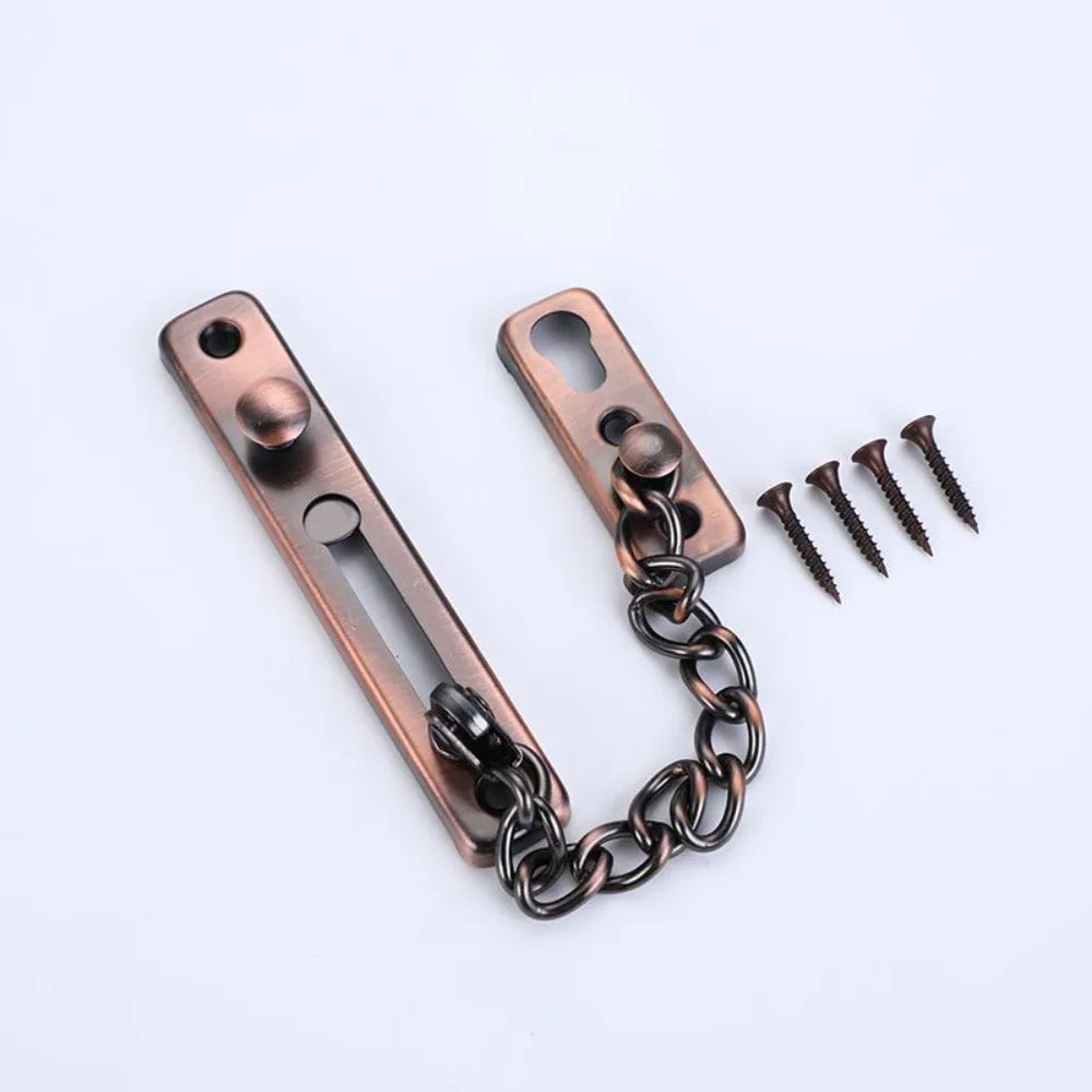 Stainless Steel Key Anti-theft Chain for Hotel Room Door Thickened Stainless Steel Key Anti-theft Chain Sliding Reverse Chain Peaceful Pleasures Health and Wellness red bronze
