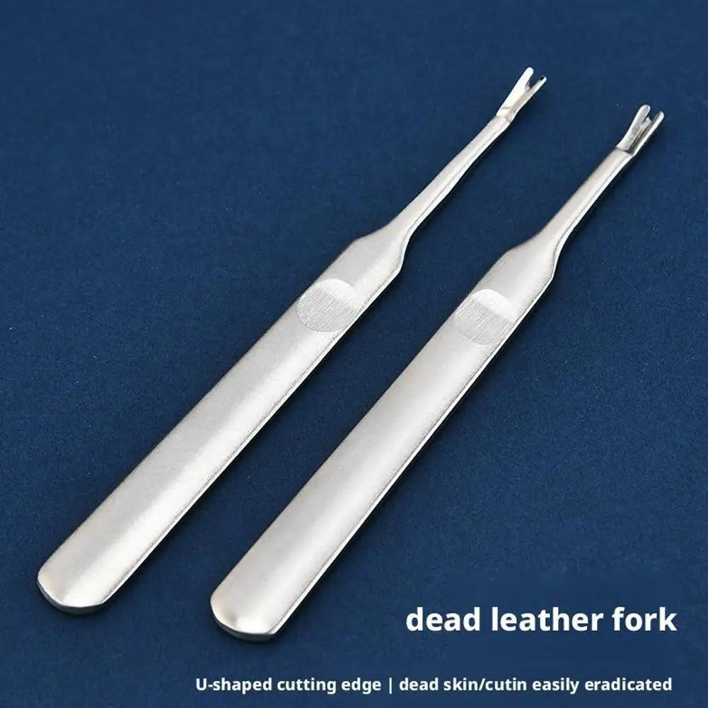 Cuticle Pusher Professional Stainless Steel Nail Cuticle Remover Callus Dead Skin Fork Nail Manicure Pedicure Tools Peaceful Pleasures Health and Wellness