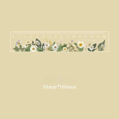 Acrylic Ruler Minimalist Style Plant Flowers Student Stationery Ruler for Measurement Peaceful Pleasures Health and Wellness B