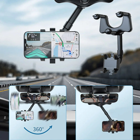 360° Rearview Mirror Car Phone Holder – Universal Mount Car Phone Holder Oasis Select