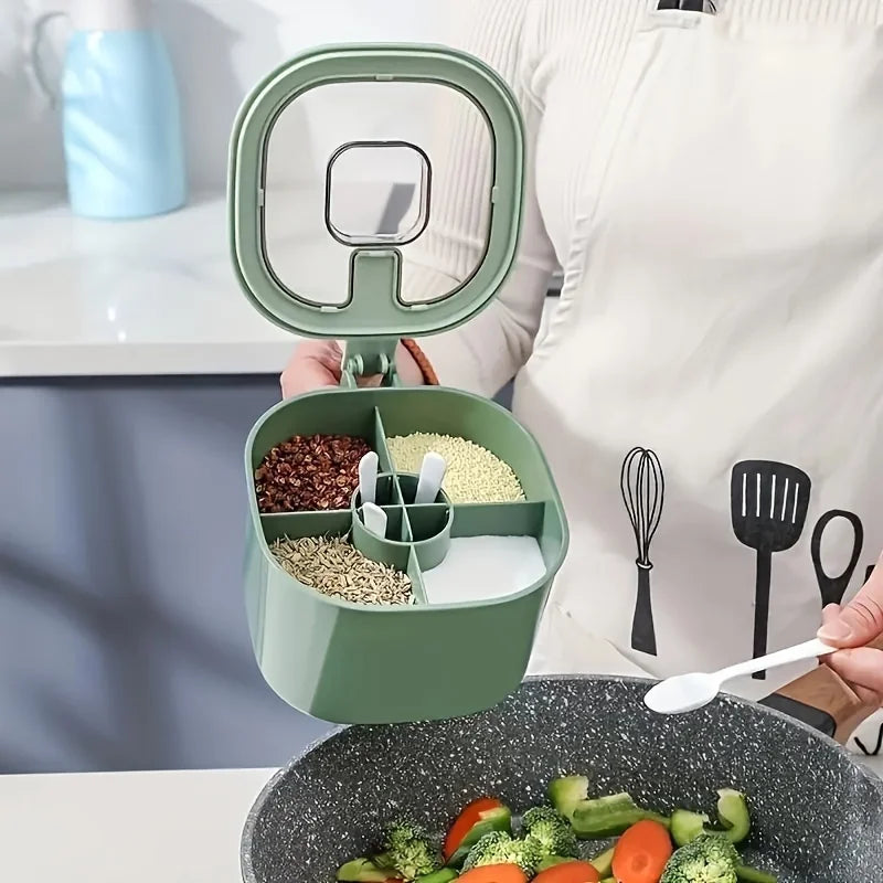 4-in-1 Seasoning Box with Lid & 4 Spoons | Kitchen Spice Set