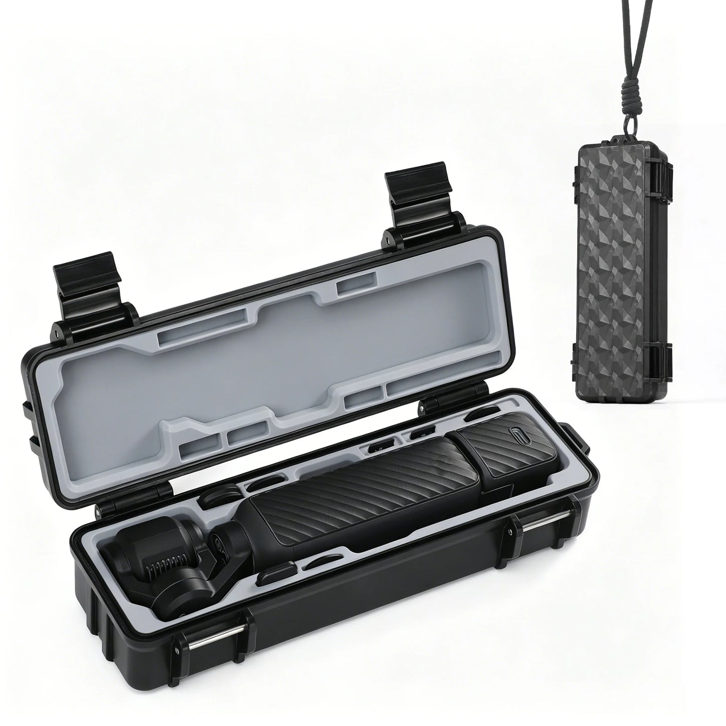 For DJI Pocket 4 Hard Case IP67 Waterproof Shockproof Travel Storage Box With Silicone Liner Carabiner Lanyard Peaceful Pleasures Health and Wellness Black(Barebone)