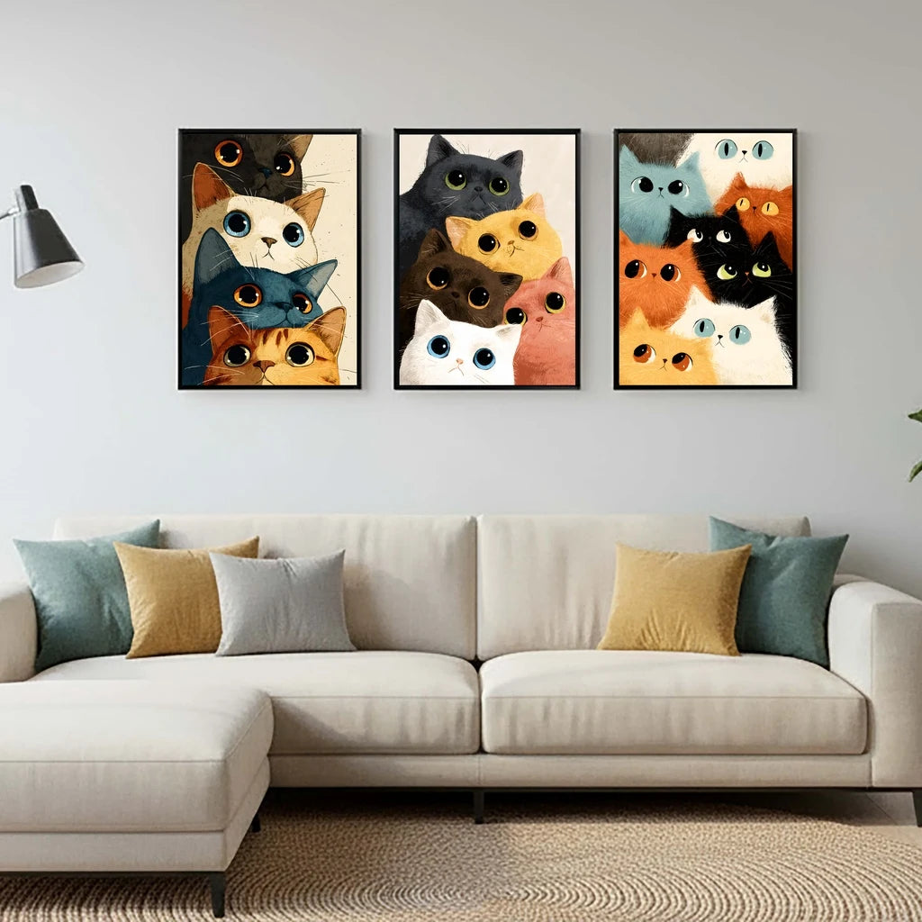 Nordic Wall Art Cute Stacked Cats Animals Canvas Painting Nordic Style Poster Prints Bedroom Living Room Wall Decor Peaceful Pleasures Health and Wellness