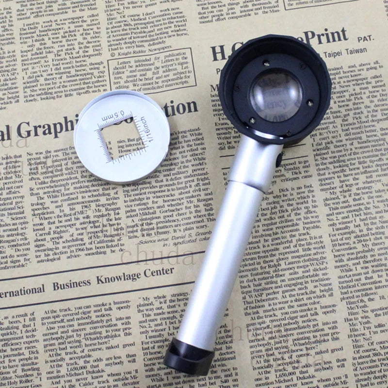 Handheld 20X Metal Spoon Shaped Led Magnifying Glass with Light and Scale Peaceful Pleasures Health and Wellness