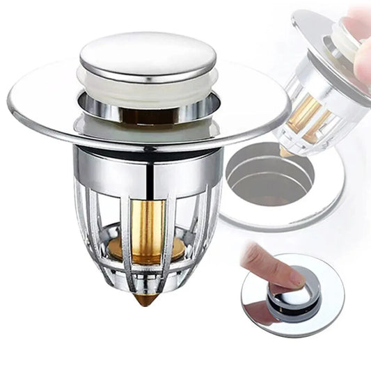 Push Pop-Up Drain Strainer & Sink Stopper | Hair Catcher Drain Stopper Strainer Peaceful Pleasures Health and Wellness