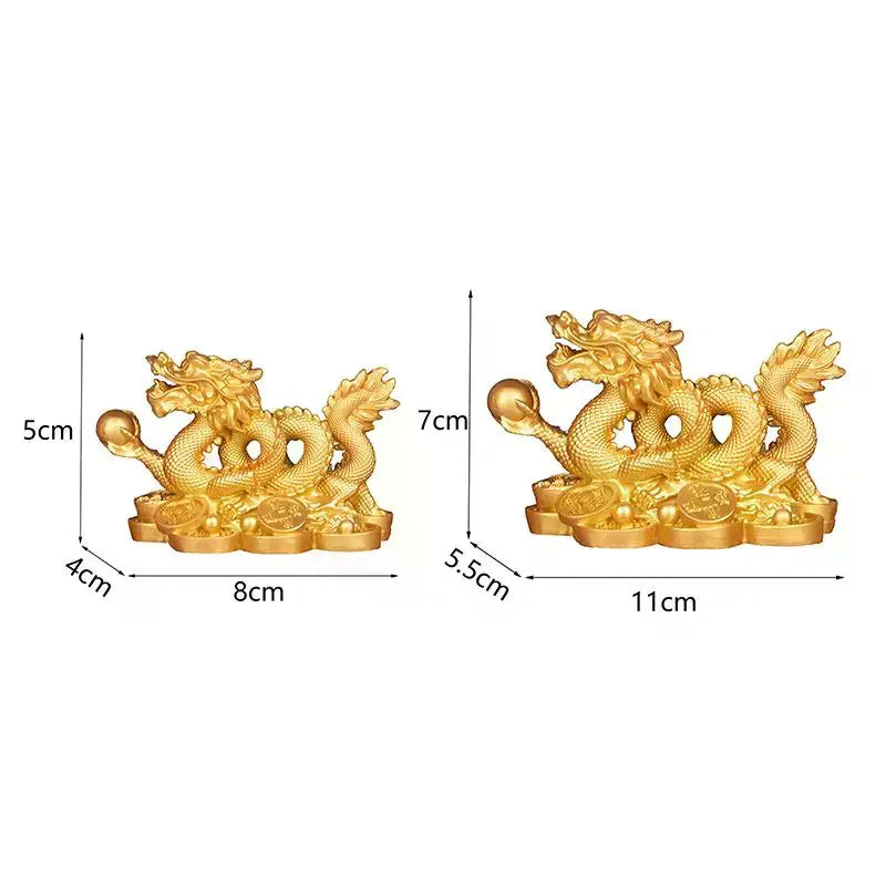 Golden Dragon Feng Shui Resin Ornament | Home & Office Decor