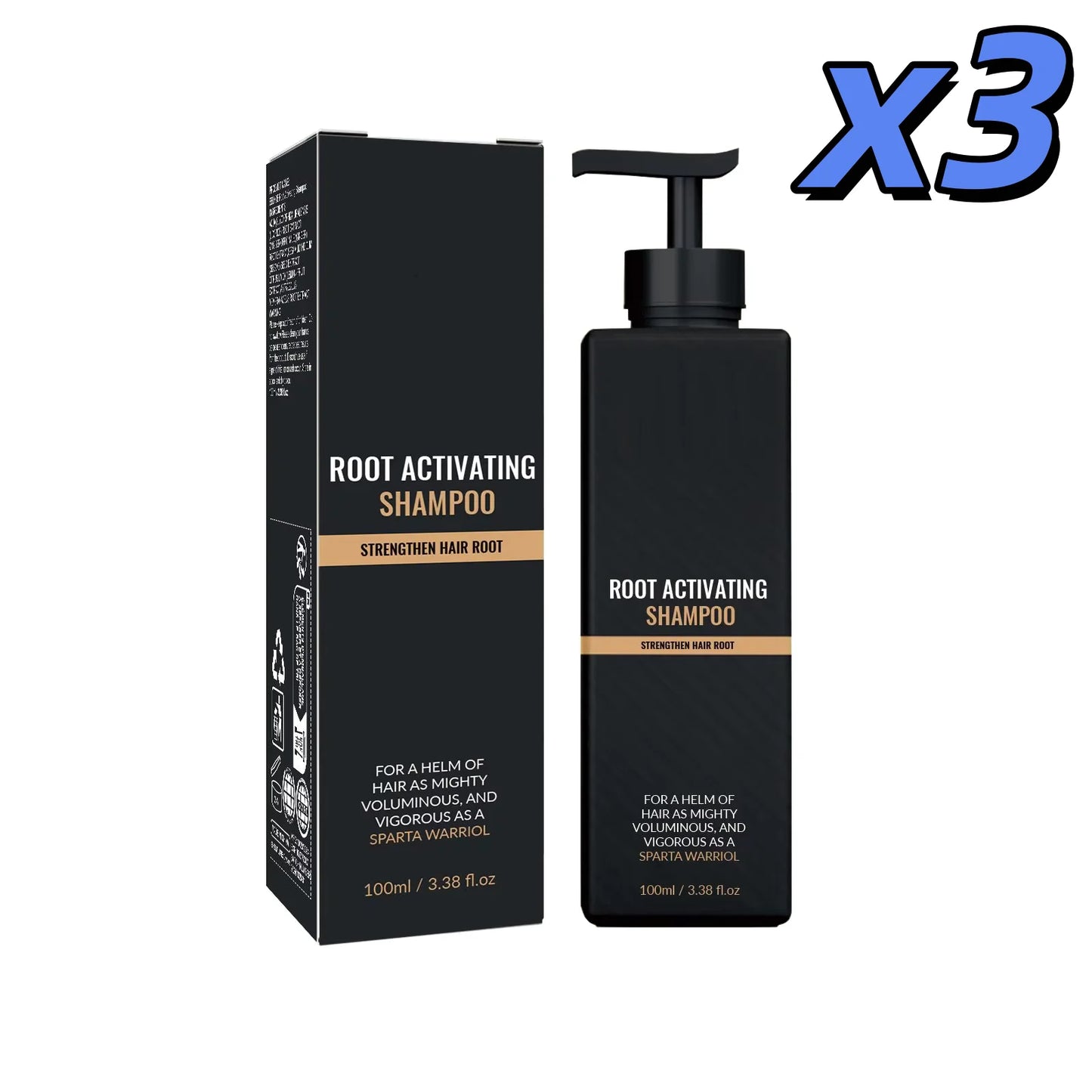 Root Activator Shampoo Anti Hair Loss Hair Regrowth Fluffy Dandruff Control Smoothing Nourishing Strengthens Roots Hair Shampoo Peaceful Pleasures Health and Wellness 3 x 100ml boxed