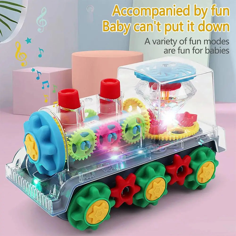 Transparent Light Music Train LED Early Educational Toys Bump Go Toy