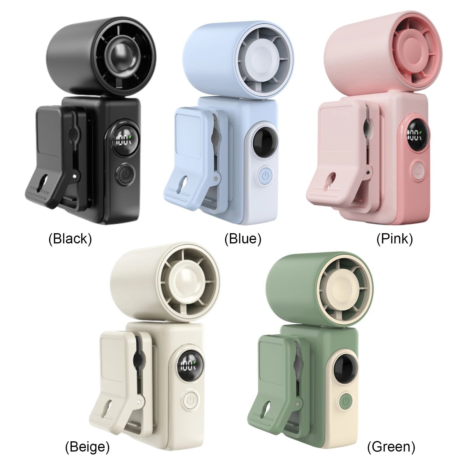 USB Rechargeable Portable Clip-On Mini Fan with LED Display 3000mAh Battery 4 Speed Adjustable for Travel Outdoor Home Office Peaceful Pleasures Health and Wellness