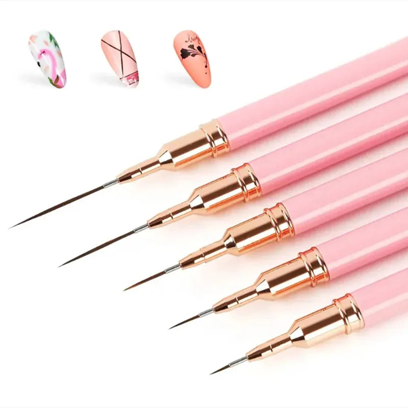 5-Piece Nail Art Liner Brush Set – UV Gel Manicure Tools