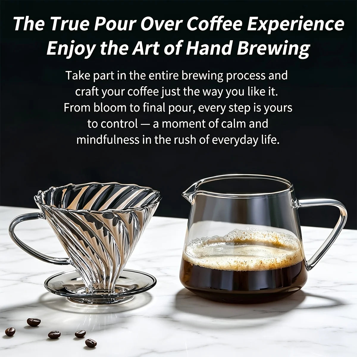 Pour Over Coffee Maker with Coffee Spoon 600ML/20OZ, Heat Resistant Borosilicate Glass Dripper with Filter Holder Peaceful Pleasures Health and Wellness