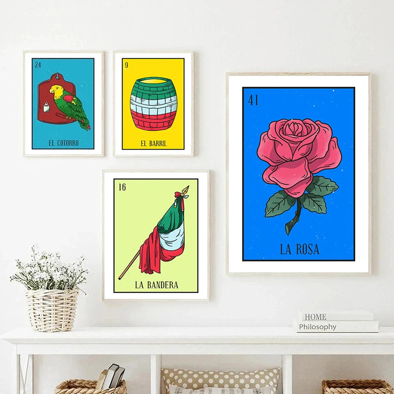 Mexico Skull Musician Tarot Canvas Wall Art | Cactus Decor