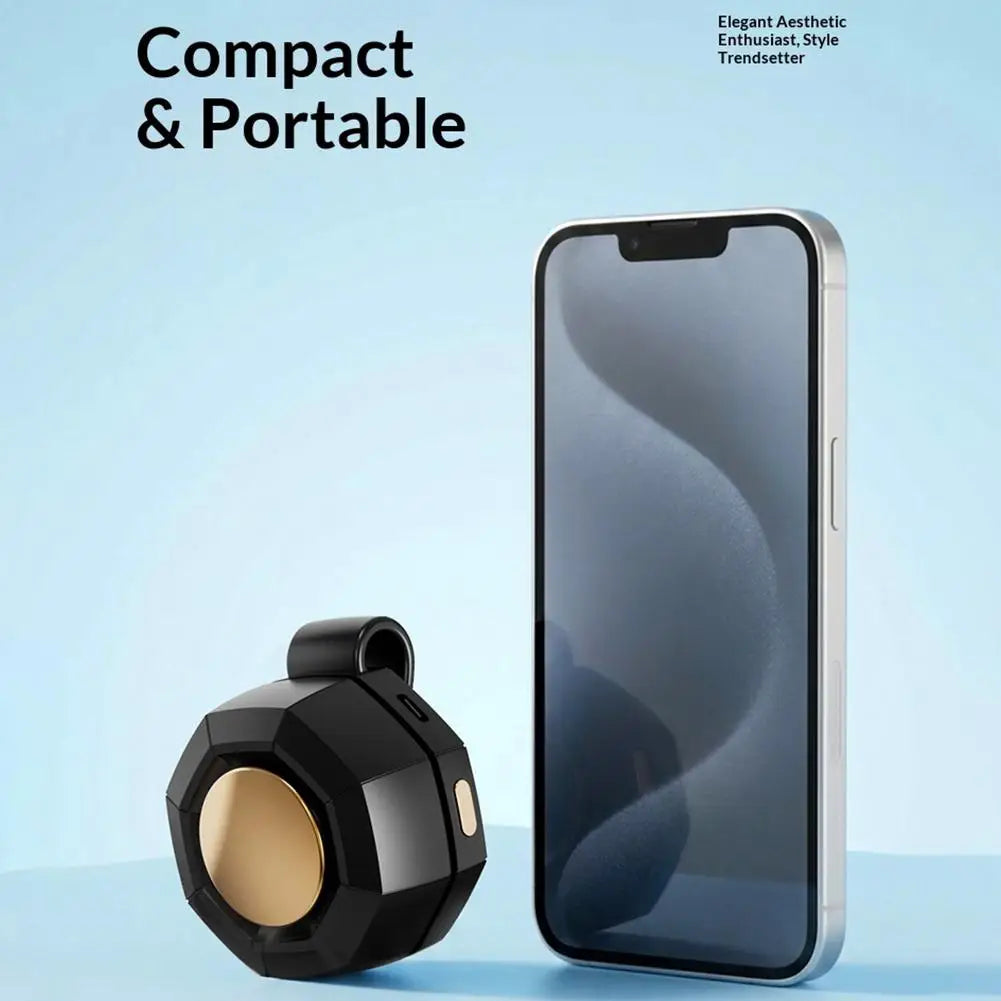 Portable mini clip-on bladeless fan, rechargeable and rotatable with three-speed settings, handheld-free cooling fan for outdoor Peaceful Pleasures Health and Wellness