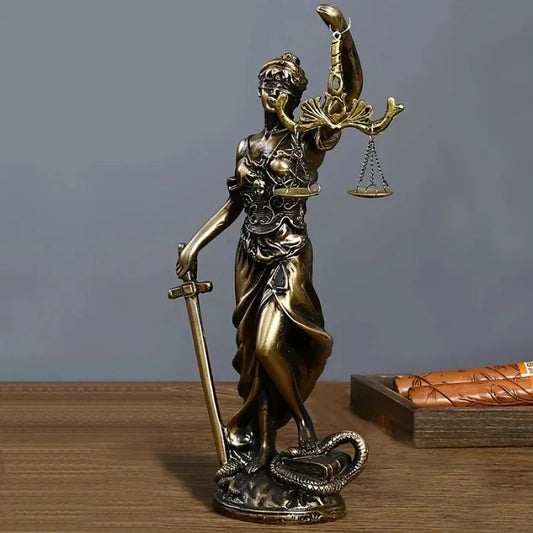 9.5X5X19cm Creative Retro Round bottom Justice Goddess Statue Lawyer Office Ornament Gifts Home Living room Sculpture Desk Decor Peaceful Pleasures Health and Wellness