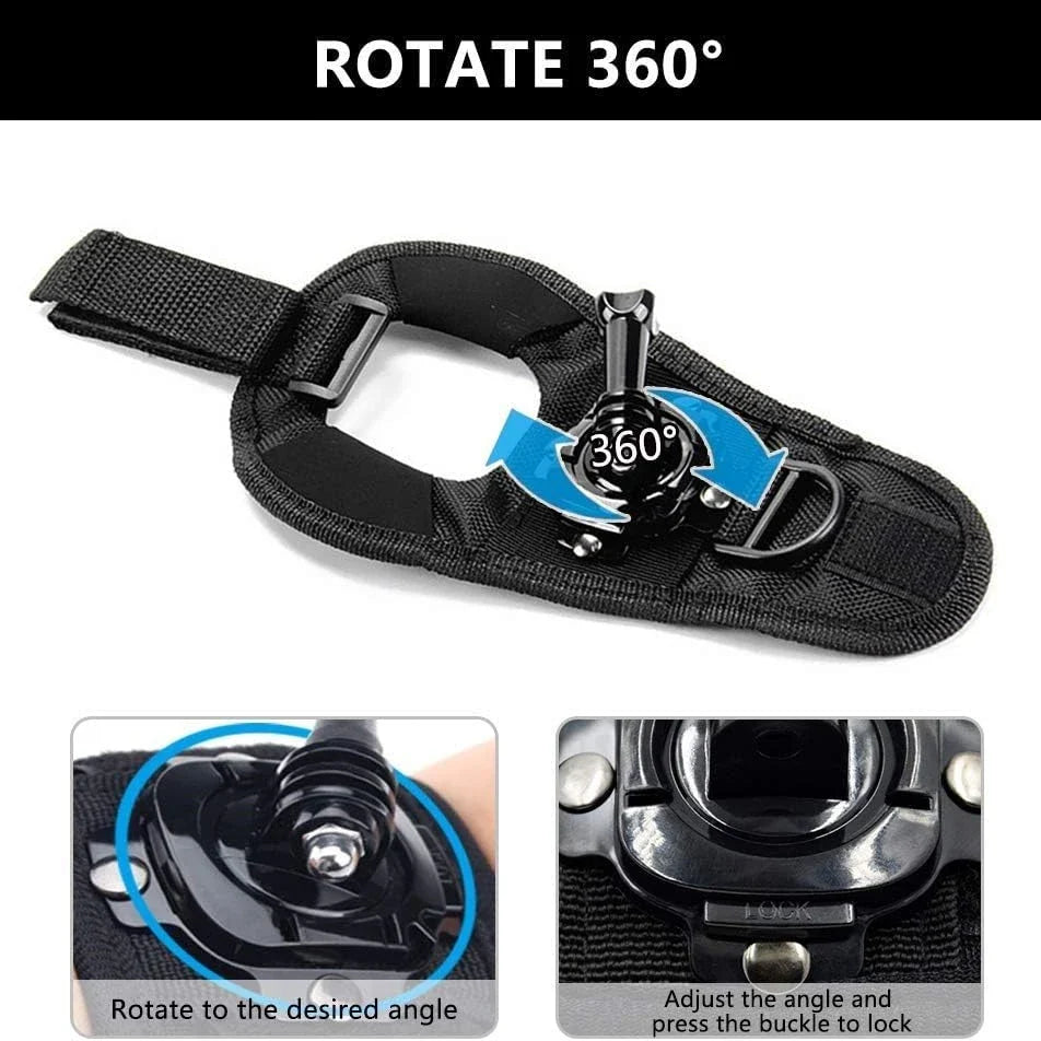 360° Wrist Strap Mount for GoPro Hero 13, DJI Osmo & More