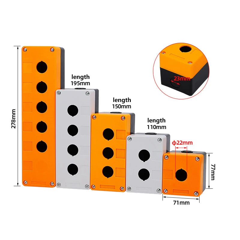 New 22mm Installation Aperture Waterproof Dust-proof LA38Lay 37X B2 Button Switch Control Box 1/2/3/4/5 Hole Height 65mm Peaceful Pleasures Health and Wellness