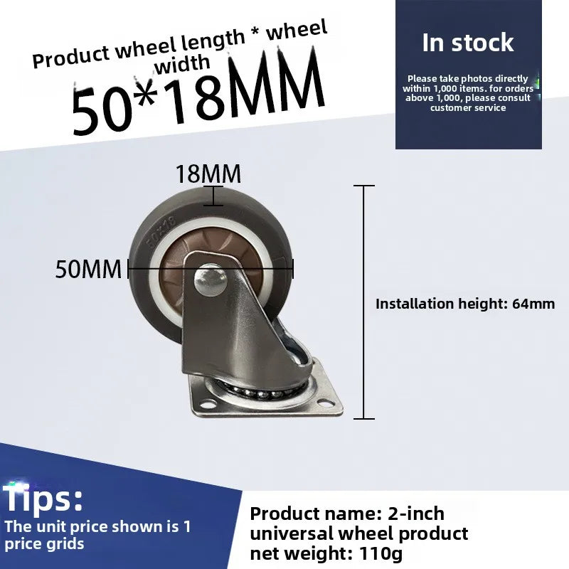 4-Pack Swivel Furniture Caster Wheels – Soft Rubber 1–2 Inch