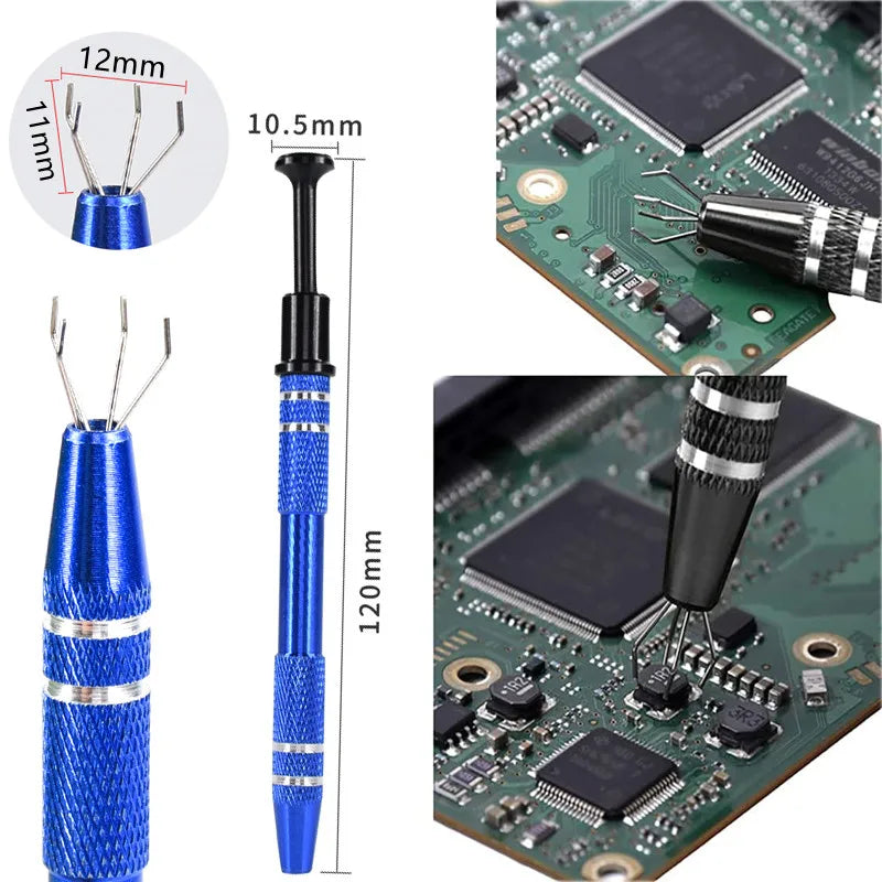 IC Chip Extractor Electronic Component Parts Suction Pen With Bend Tweezers Catcher Pick Up Tool Metal Grabber Repair Hand Tools Peaceful Pleasures Health and Wellness