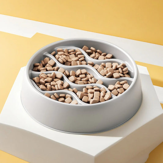 Slow Feeder Cat Bowl Set – Anti-Splash Dual Dish PP Plastic Cat Feeder Bowl Set Peaceful Pleasures Health and Wellness