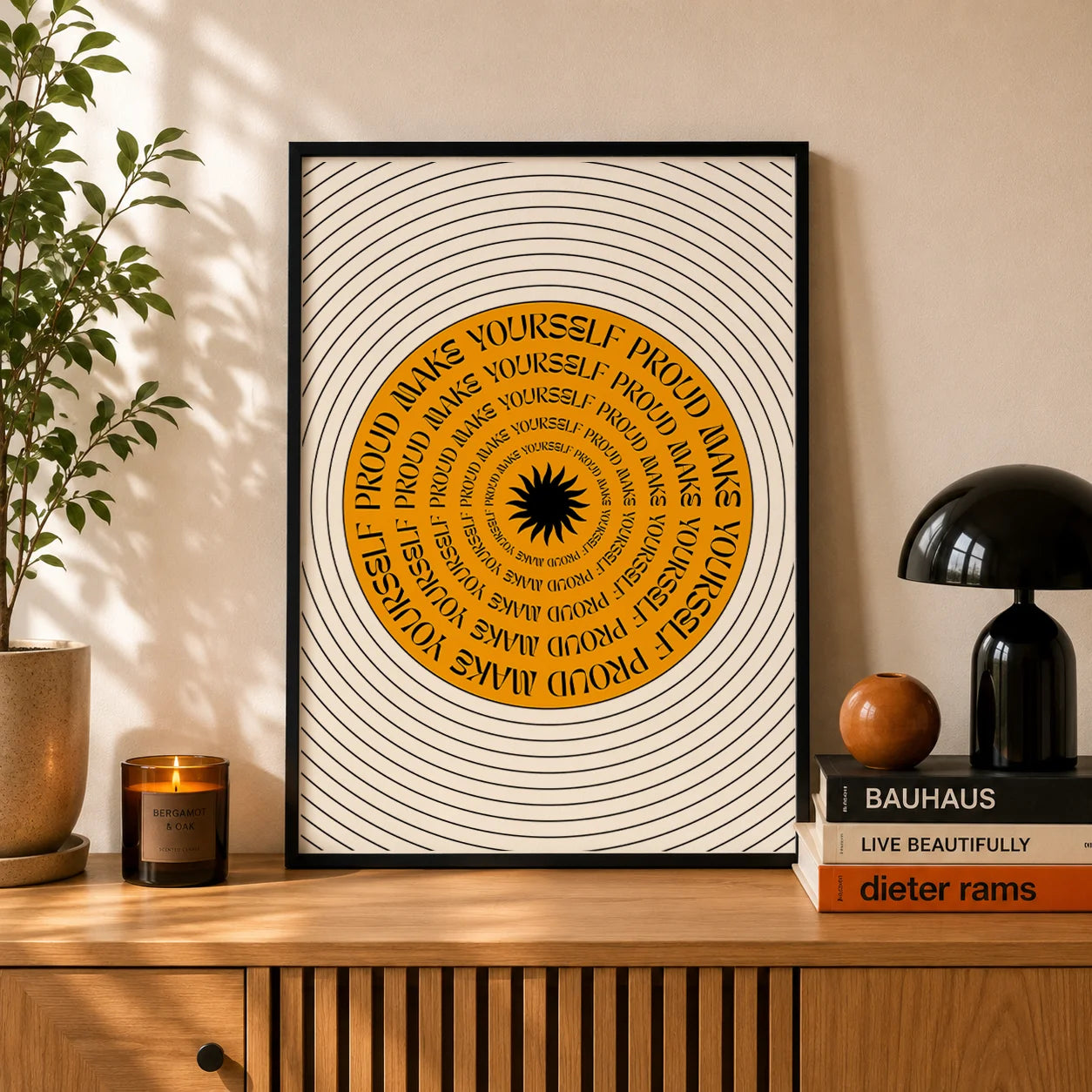 Boho Abstract Inspirational Quote Canvas Wall Art | Nordic Spiral Canvas Wall Art Peaceful Pleasures Health and Wellness
