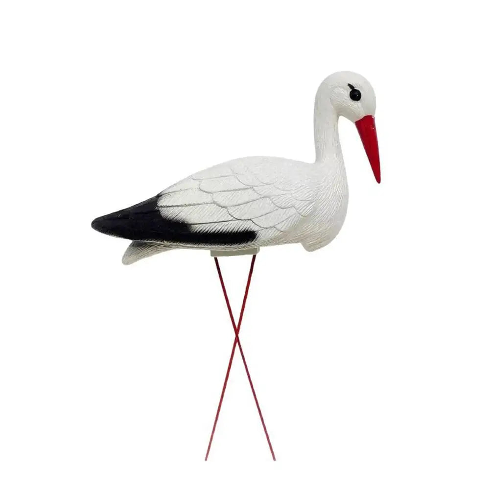 Lifelike White Stork Garden Sculpture | Outdoor Lawn Pond Figurine