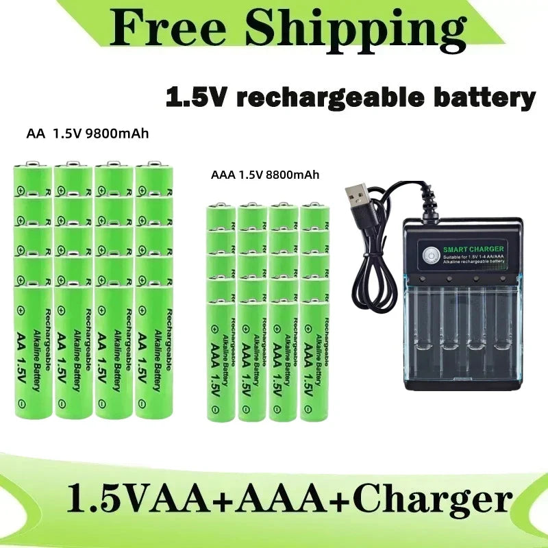 Yuform 1.5V AA & AAA Rechargeable Batteries + USB Charger