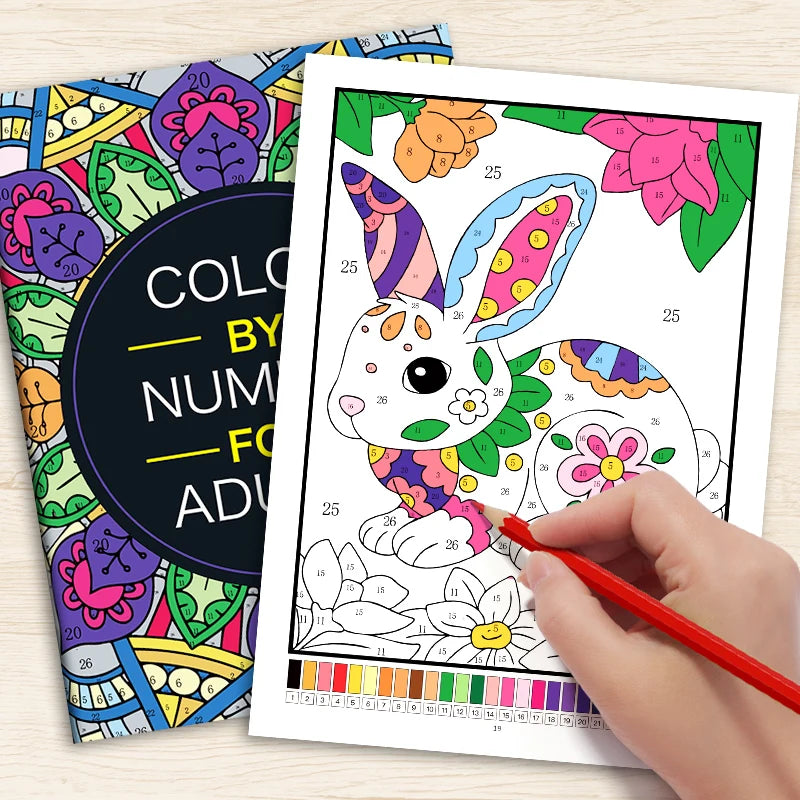 32 Pages Number Mandala Coloring Book Adults Relaxation Stress Relief