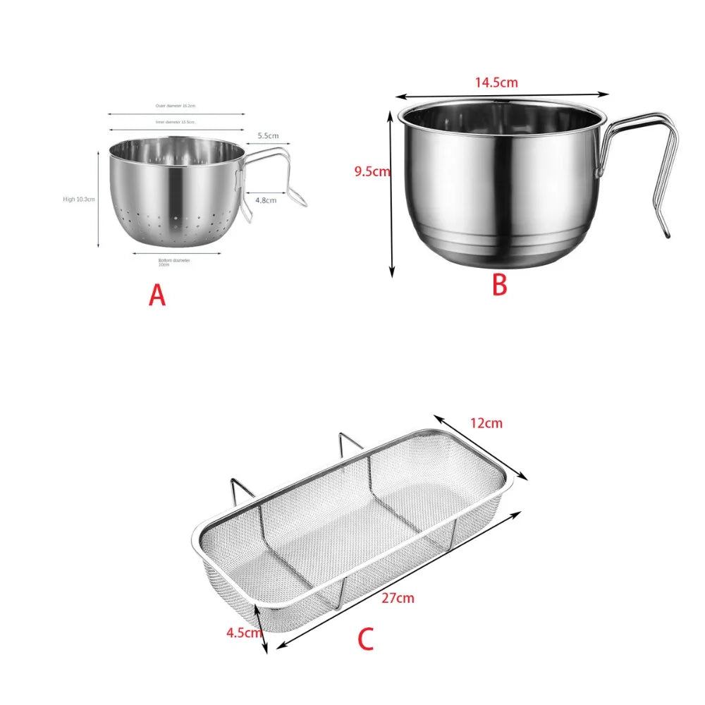 Kitchen Helper Sink Drain Basket Multifunctional Hanging Type Storage Drying Rack Stainless Steel Filter Storage Shelf Peaceful Pleasures Health and Wellness
