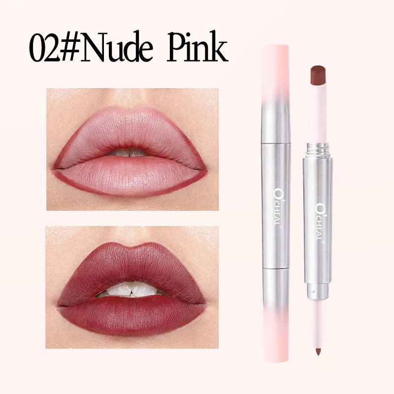 O'CHEAL 2-in-1 Matte Lipstick & Lip Liner Pencil | 24H, 6 Colors