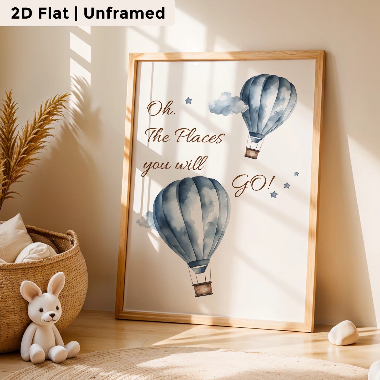3-Piece Cartoon Blue Bear Airplane Canvas Wall Art Print Set