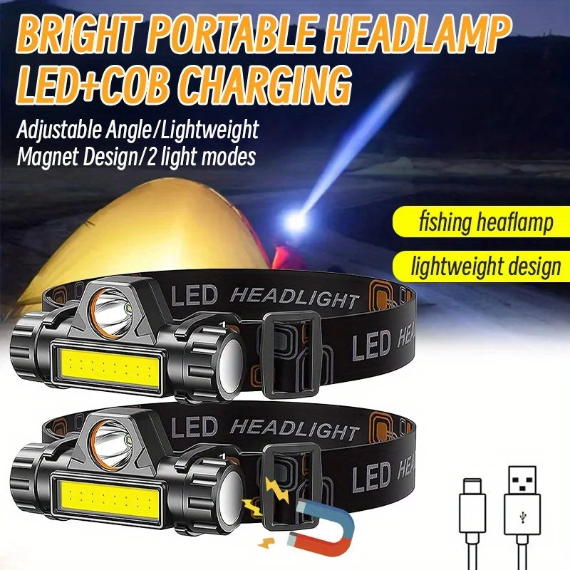 USB Rechargeable LED Headlamp | XPE COB Magnetic Torch