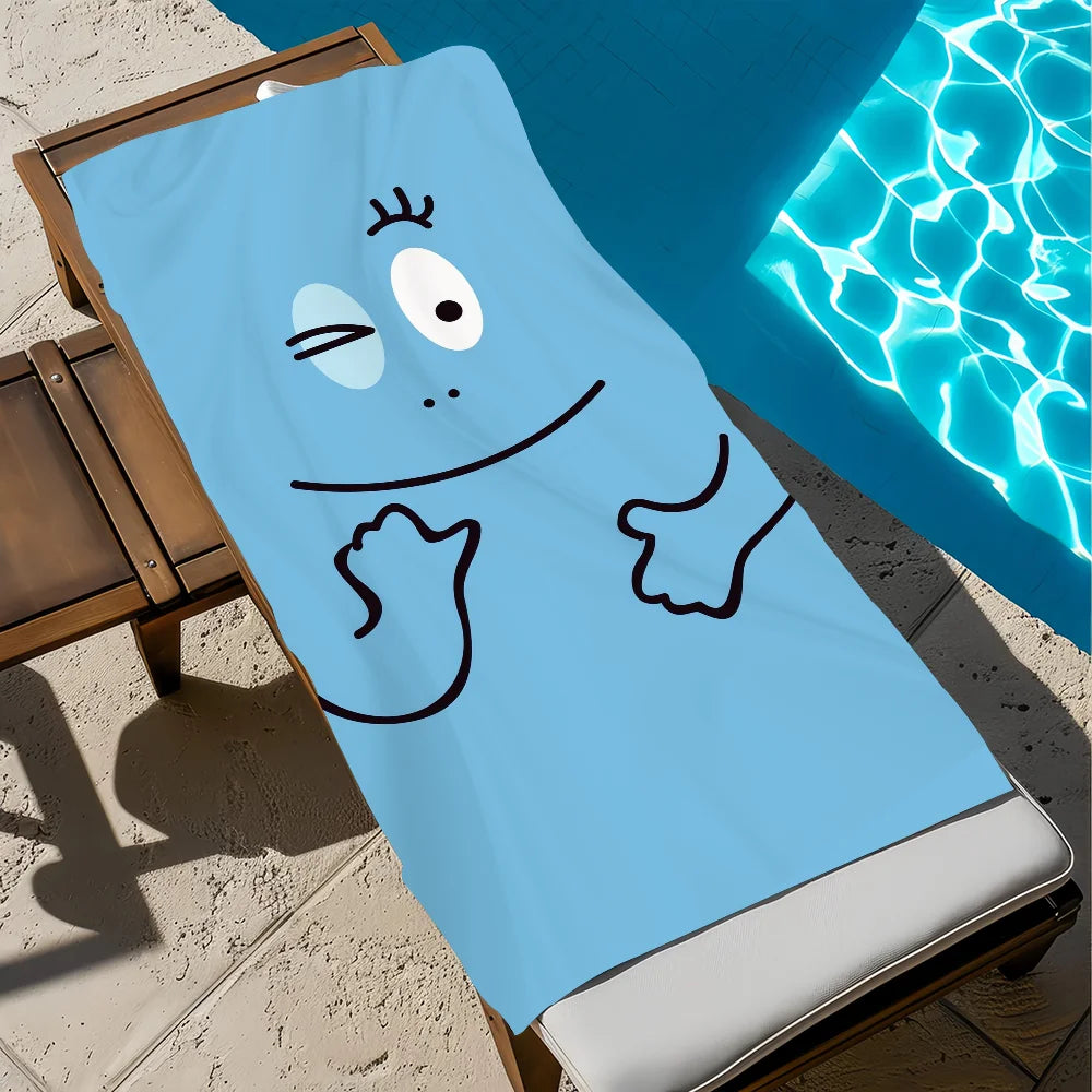 Barbapapa Cartoon Quick-Dry Beach Towel | Soft Pool Travel Towel