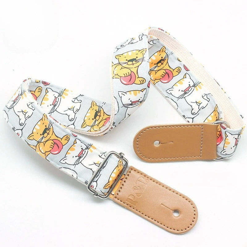 Cute Cartoon Printed Ukulele Strap Adjustable Guitar Belt Shoulder Straps for Ukulele Electric Acoustic Guitar Bass Accessories Peaceful Pleasures Health and Wellness