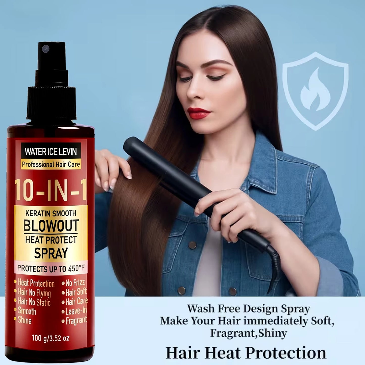 10-in-1 Keratin Heat Protect Spray | Anti-Frizz, 450°F Heat Protect Spray Peaceful Pleasures Health and Wellness