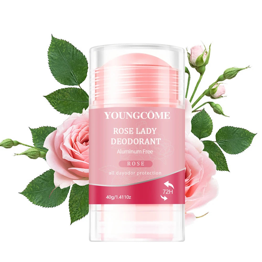 Women Deodorant Stick Rose Lady Deodorant Solid Underarm Sweat & Odor Control All Day Fresh Travel Protection 40g Peaceful Pleasures Health and Wellness