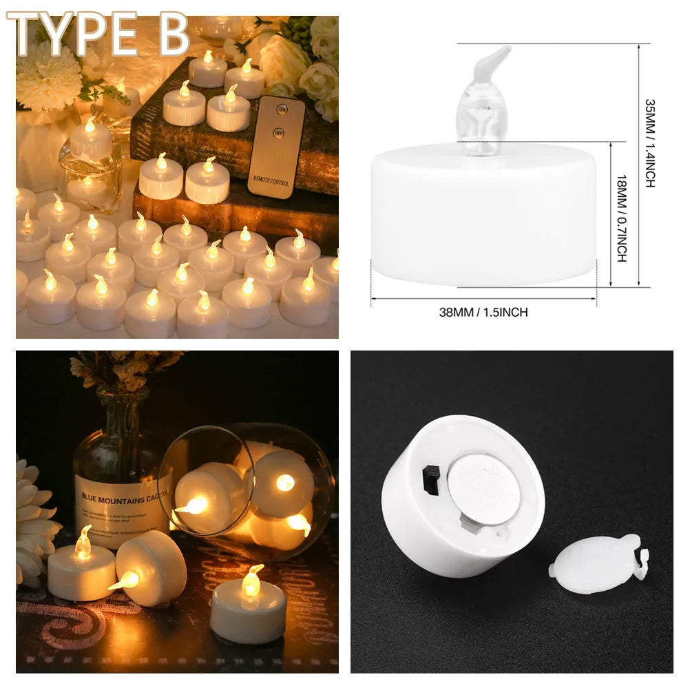 Candles 12/24 Pack Warm Yellow Flameless LED Tea Lights Battery Operated 200+Hours For Aniversary Wedding Home Table Decoration Peaceful Pleasures Health and Wellness