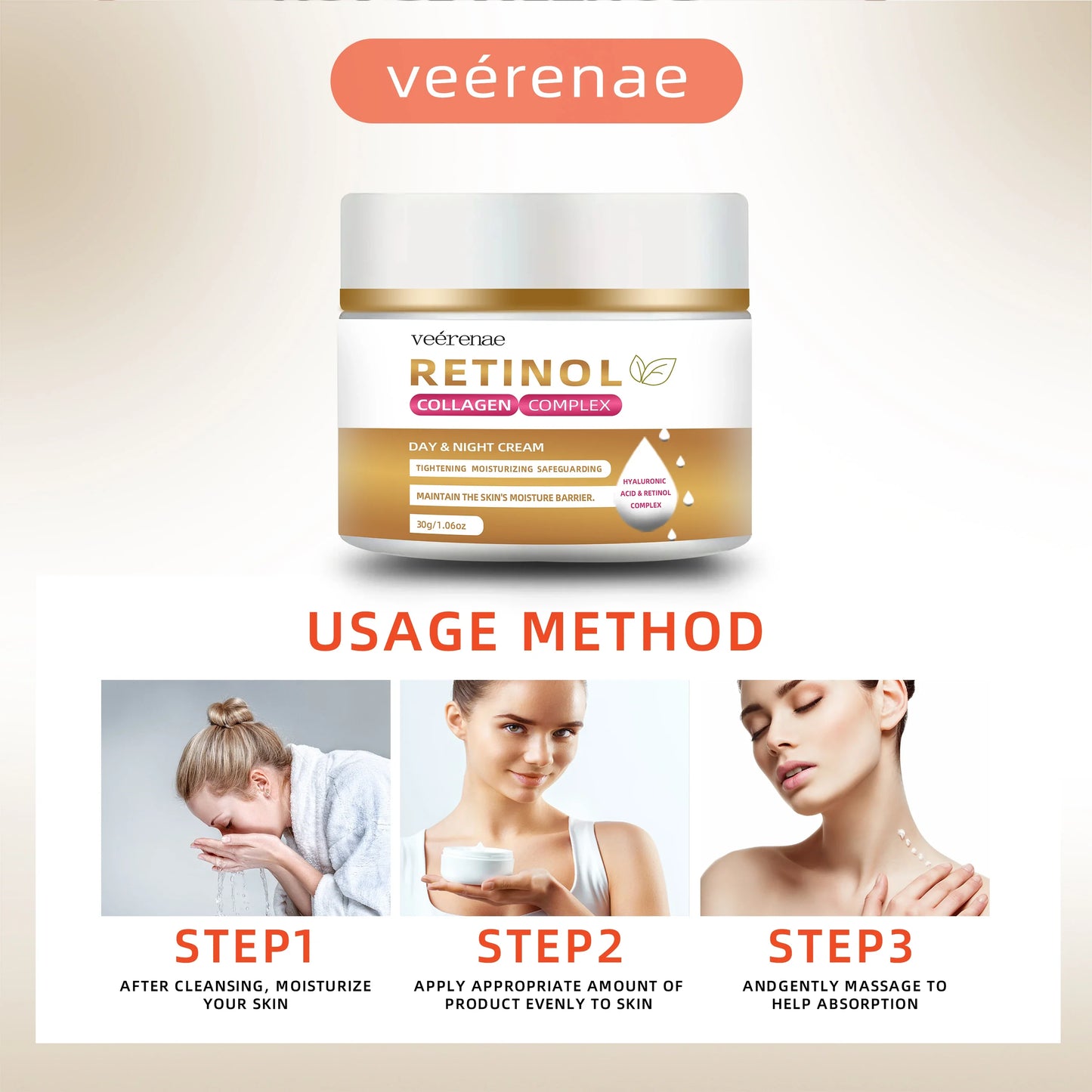 Veérenae Retinol Collagen Cream – Alcohol-Free 24H Moisturiser