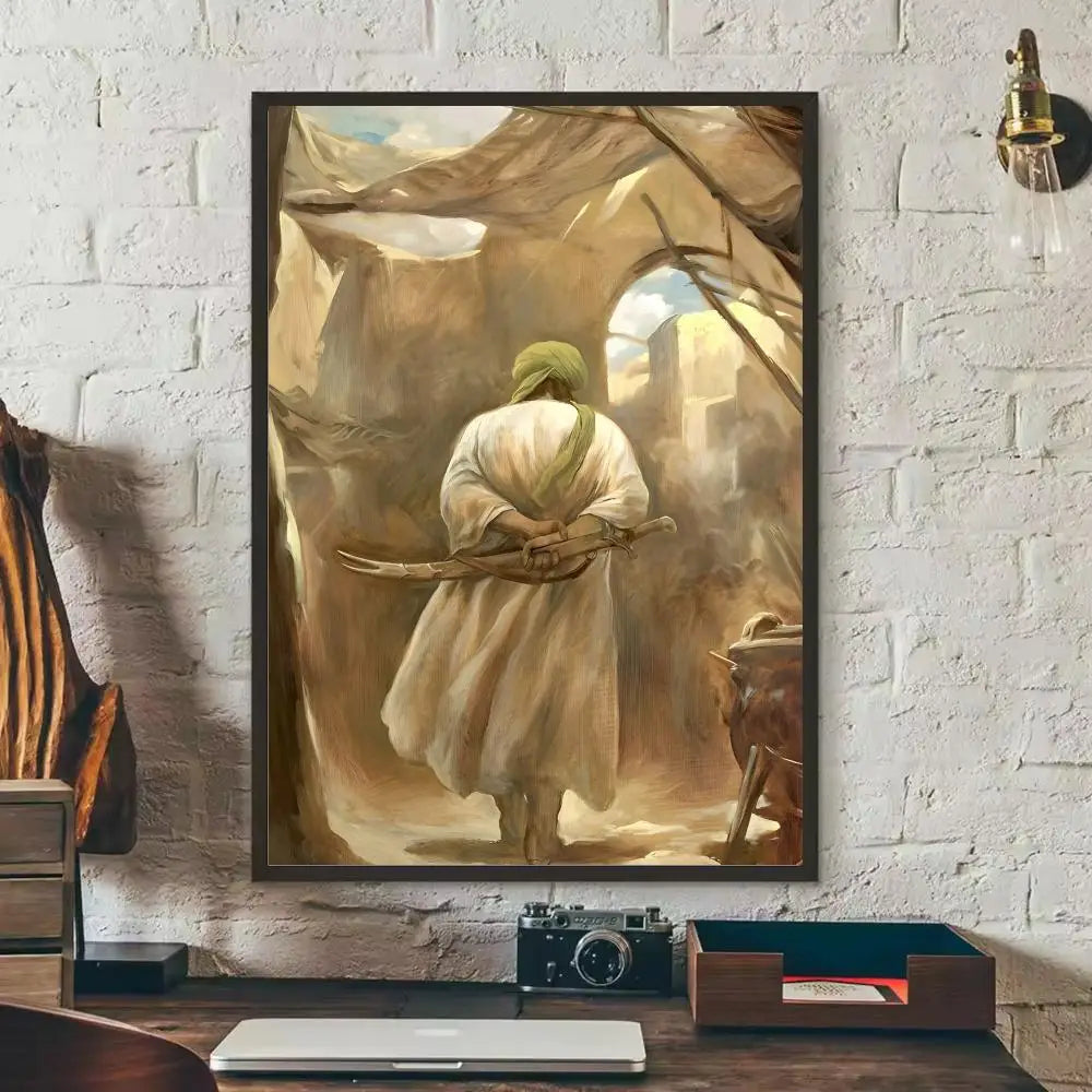 Imam Hussain Shia Ali art anime Painting Calligraphy Anti-wrinkle Canvas Poster Wall Mural Art Photos for Room Home Spaces De Peaceful Pleasures Health and Wellness Black13 50x70cm Unframed