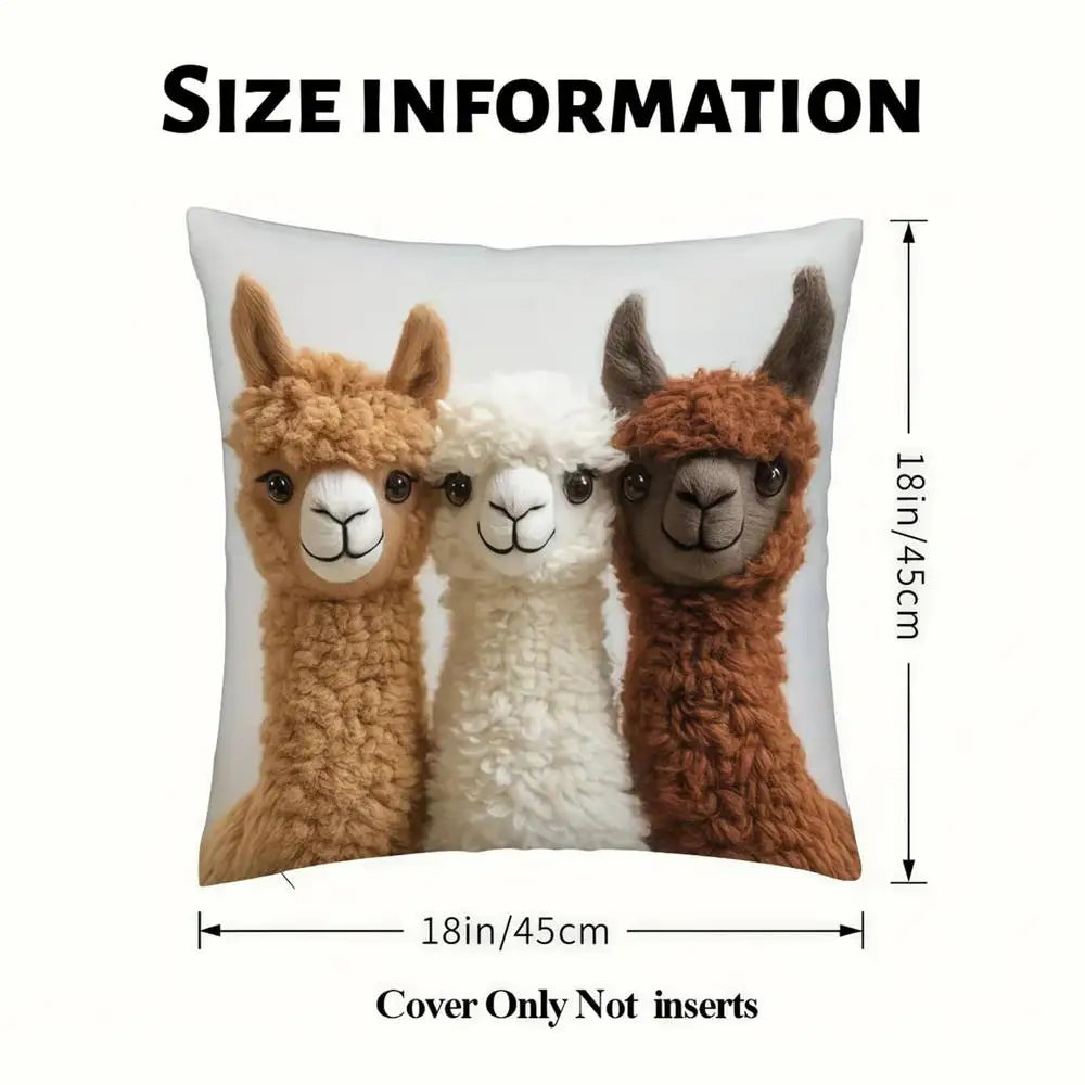18x18 Inch Decorative Pillow Cases Cute Alpaca Soft Couch Pillow Covers Modern Decor for Living Room Bedroom Sofa Bed Chair Peaceful Pleasures Health and Wellness White China Mainland