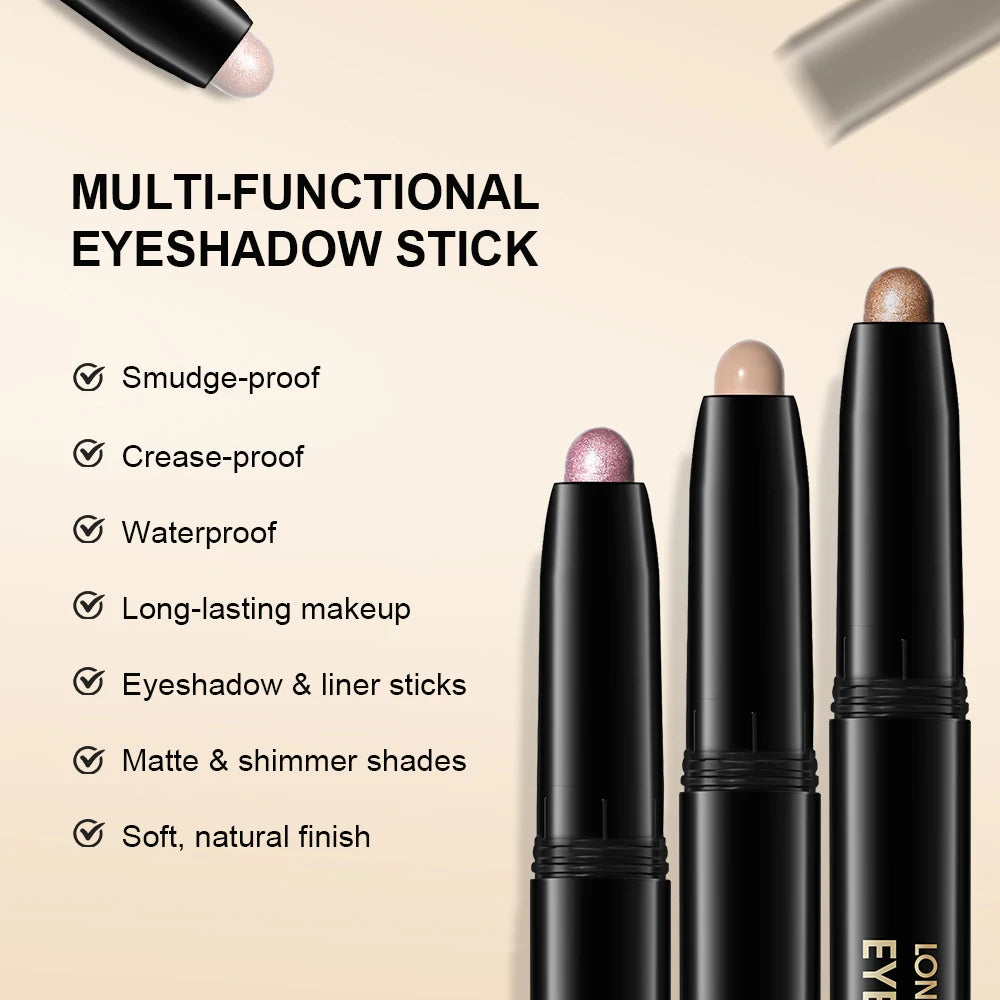 12 Colors Eyeshadow Pencil Stick Shimmer And Matte Waterproof Metallic Glitter Eye Shadow Highlighter Pencil Eyeshadow Cosmetics Peaceful Pleasures Health and Wellness